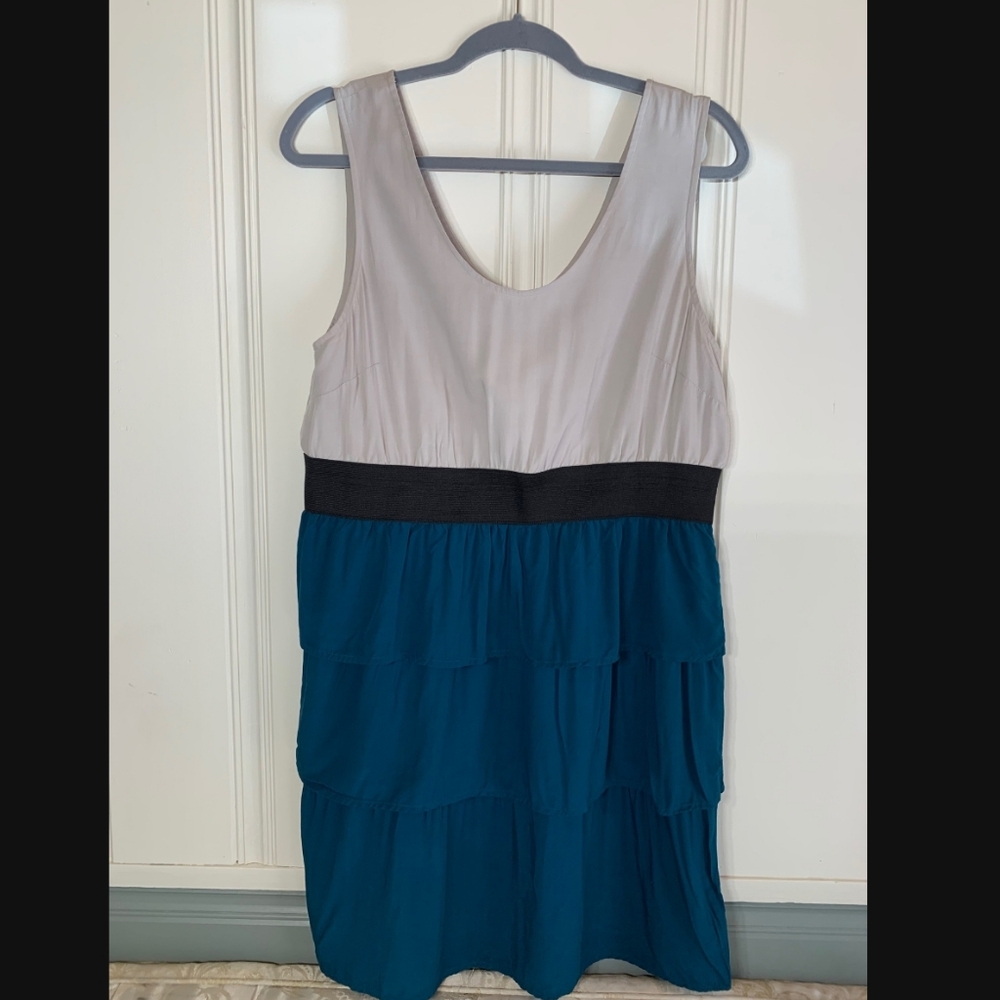 Target Mossimo Grey and Dark Teal Tiered Dress